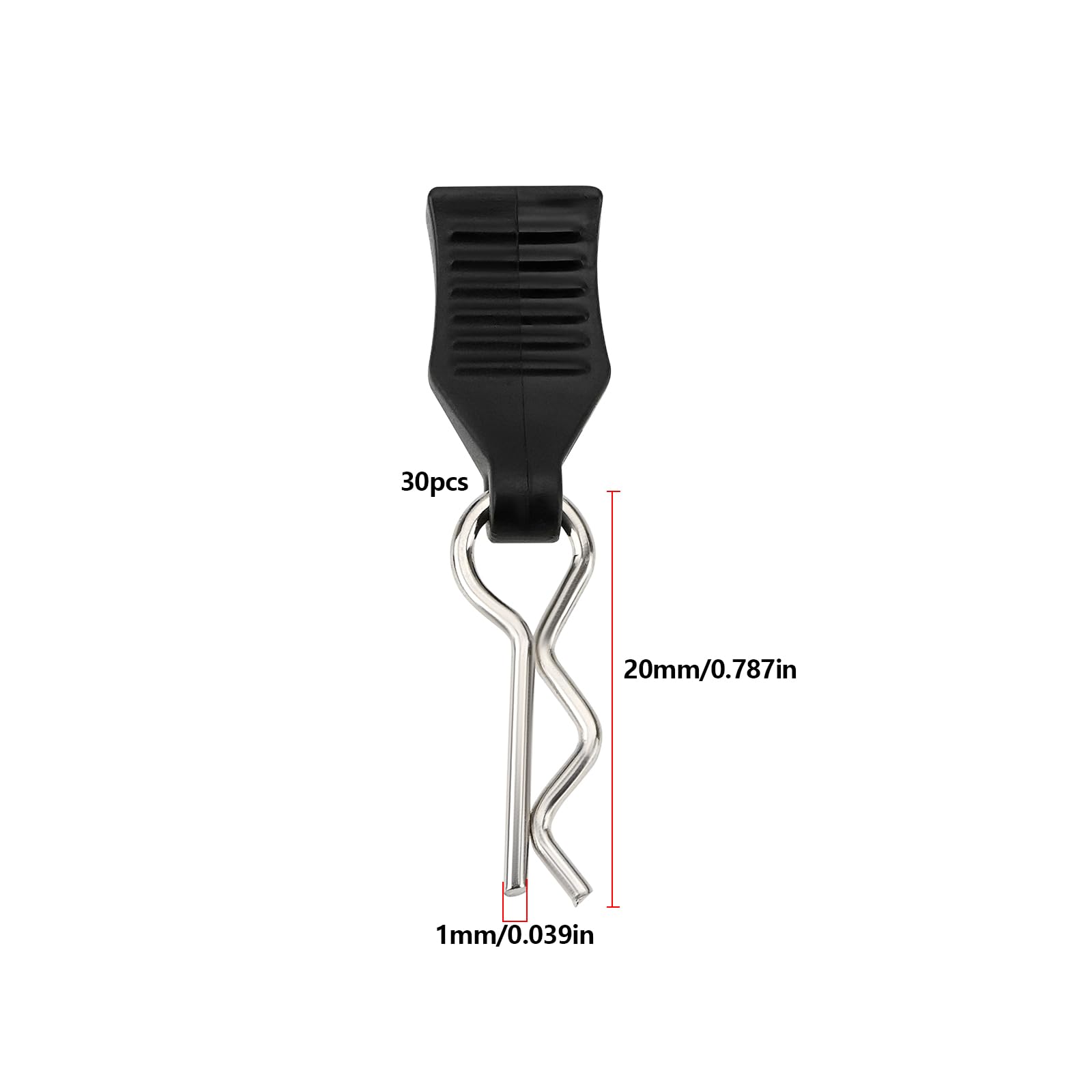 EMSea 30PCS RC Body Clips Compatible with Redcat Racing Compatible with HPI Compatible with Himoto 1:14 1:16 1:18 Scale 1mmx20mm RC Model Bent R Pins - Image 4