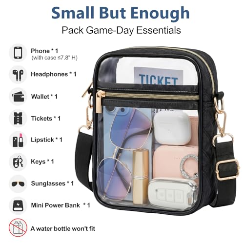 Image of PACKISM Clear Bag for Stadium Events - Clear Purses for Women Transparent Crossbody Messenger Bag for Concerts Game Day