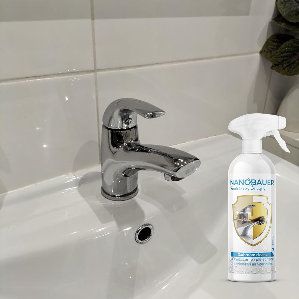 Supermocne środki czyszczące do kabin prysznicowych i łazienek | NANOBAUER Shower Cleaner 750 ml & Bathroom Cleaner 750 ml | Płyn do kabin prysznicowych, do armatury