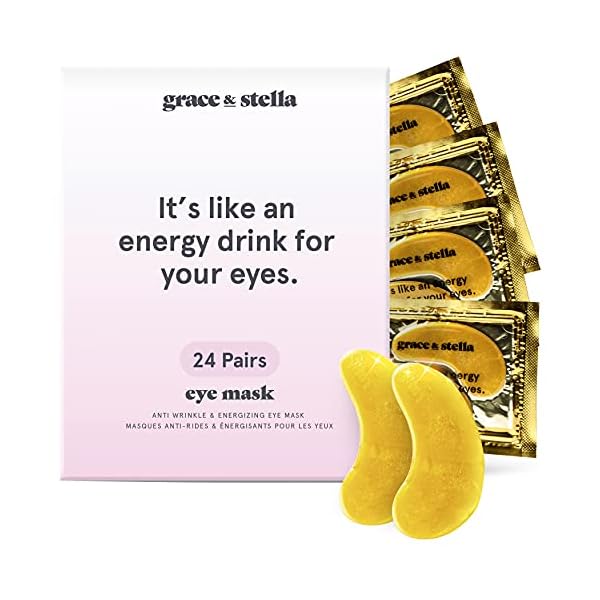 grace & stella Under Eye Mask - Christmas Gifts for Women, Christmas Gifts for Mom - Reduce Dark Circles, Puffy Eyes, Undereye Bags, Wrinkles - Gel Under Eye Patches - Vegan (24 Pairs, Gold)
