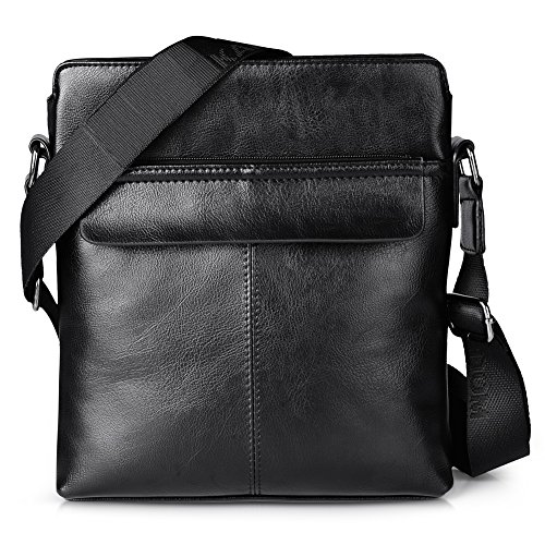 VBG VBIGER Men's Shoulder Bag Cross Body Messenger Bag Pu Leather Business Briefcase (Black) - Thumbnail 7