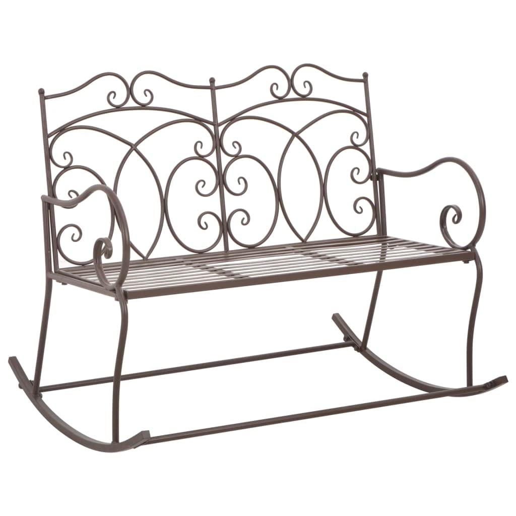 Banco de jardín de hierro forjado marrón antiguo 104 cm, banco de jardín de hierro para terraza y jardín, banco decorativo con asiento ancho, fácil montaje, máx. 110 kg por asiento