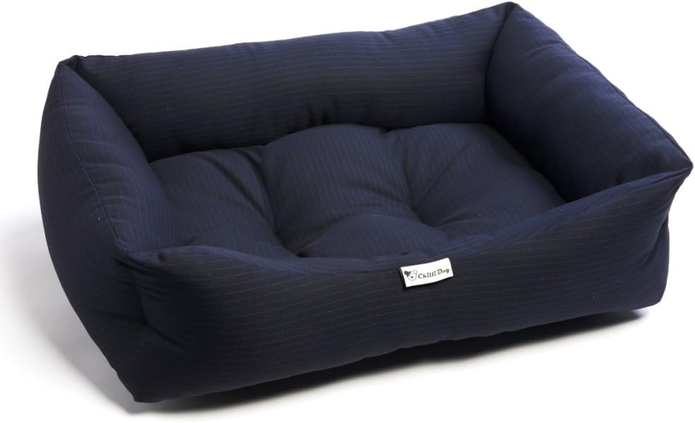Chilli Dog Navy Pinstripe UK Made Washable Pet Bed Medium