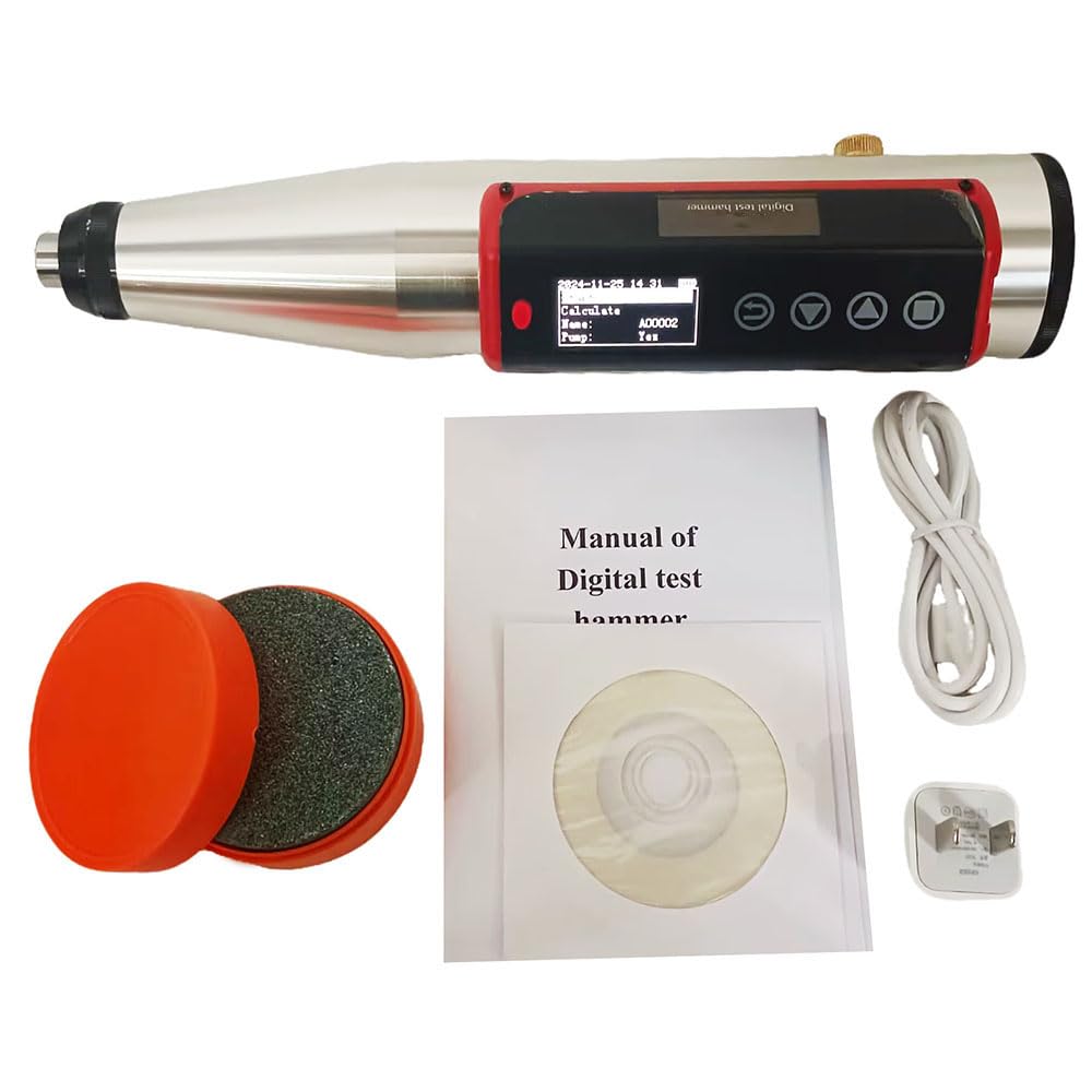 Digital Concrete Rebound Hammer Tester Resiliometer Non Destructive Rebound Hammer Test with Automatically Record Test Tension Spring Stiffness 785N/m USB Interface 200 Standard Data Storage