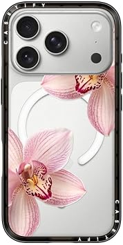CASETiFY Compact Magsafe iPhone 17 Pro Case [Lightweight/Slim Fit/Compatible with Magsafe] - Orchidia - Clear Black