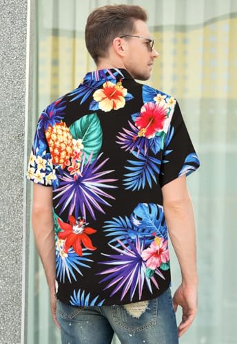 Image of Cromoncent Matching Hawaiian Outfits for Family, Dad and Son Matching Luau Beach Tropical Shirts Mommy Daughter Tropical Sets