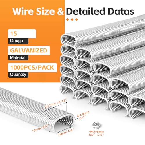 China-top Silver C-Ring-Stapler, 15 Gauge 3/4 Zoll, Silber, 1000 Stück/Pack, für Matratze, Autositz, Sofa, Zäune, Haustierkäfig, Drahtkäfige, Federmatratzen