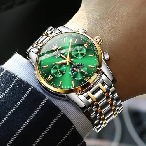 Image of OLEVS Mens Automatic Watches Skeleton Mechanical Self Winding Luxury Fashion Dress Wrist Watch Luminous Waterproof