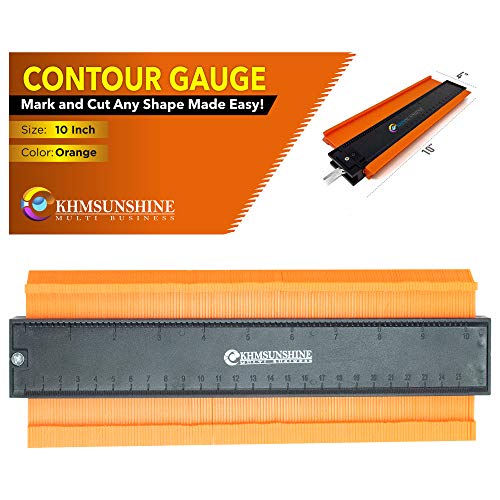 Contour Gauge Profile Tool - Gauge Measure Ruler Contour Duplication Gauge for Precise Tile Measurement Tool Laminate Wood Marking Contour Gauge Tools (10 Inch, Orange)