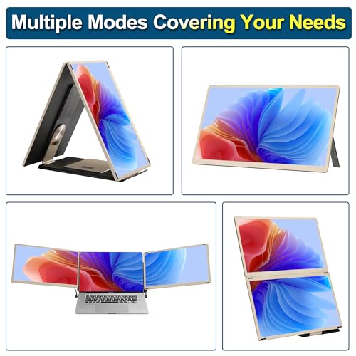 Image of Alecewey 15.6 inch FHD 1080P Laptop Screen Extender Portable for 12-17 inch Laptops | Triple Screen Extender Monitor USB-C /HDMI Plug-Play for Windows, Mac,15.6 inch Detached Dual Portable Monitor for Laptop