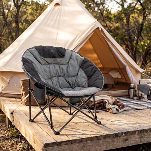 Silla de Camping Portátil Oversized Moon, Silla de Césped Plegable Redonda con Portavasos, Resistente para 500 lbs, Ideal para Camping, Senderismo, Picnics y Playa, Negro miniatura 2