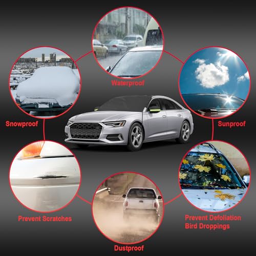 Image of Car Windshield Cover for Ice and Snow, Car Window Cover for Car Windshield, Frost Guard Windshield Car Cover for Snow, Car Window Covers Windshield Snow Guard, Black