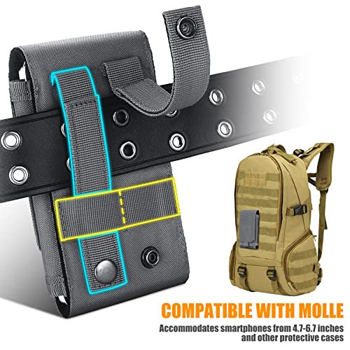 IronSeals 2 Pack Tactical Molle Phone Holster Pouch, Universal Belt Waist Bag for iPhone 14 Plus/14 Pro Max/14 Pro/14/13 Pro Max/12 Pro Max/12 Pro/11 Pro Max, Samsung S22/S21/S20/S10 Plus, Size L - Thumbnail 6