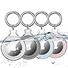 COOLQO-4-Pack-Waterproof-Air-Tag-Keychain-Holder-Case-Compatible-with-Apple-AirTag-Case-for-Dog-cat-Collar-Tracker-Key-Ring-360-Full-Body-Coverage-Hard-2in1-Shockproof-Locator-Protective-Cover-Clear 4 Pack Waterproof Air Tag Case for Dog