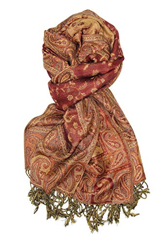 Rust Soft Silky Paisley Pashmina Shawl Wrap Scarf Stole w/Fringes 80