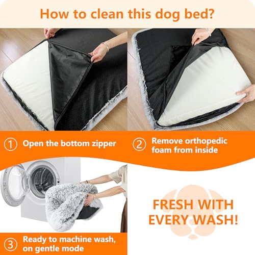 HMTOPE Orthopädisches Hundebett, Hundesofa, hohen Rand, Hundekissen, Hundekorb, Abnehmbar und waschbar, Mittelgroße Hunde, Grosse Hunde, 106 x 80 x 20 cm, Hellgrau