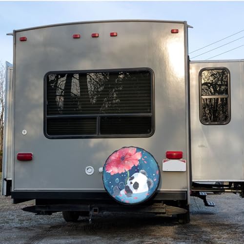 Image of Dujiea Cute Panda Spare Tire Cover, Universal Wheel Tire Cover Waterproof Dust-Proof Tire Protectors for Jeep Trailer Rv Van SUV Truck Camper and Many Vehicle 14 15 16 17 Inch