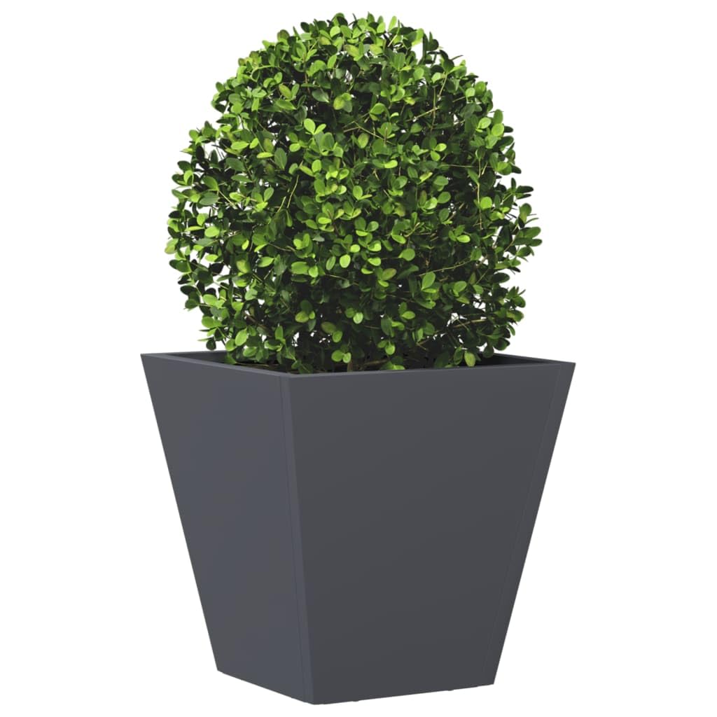Set di 2 vasi per piante color antracite, 30 x 30 x 30 cm, robusta fioriera in acciaio per giardino, balcone e terrazza, vaso quadrato per piante ed erbe