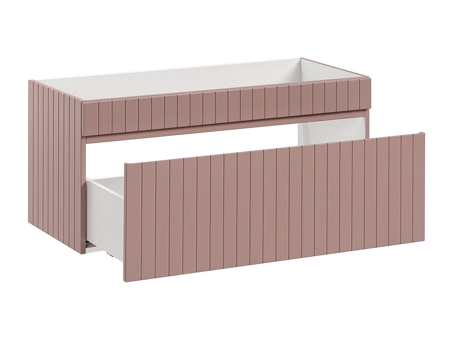 Vente-unique - Mueble suspendido de Lavabo Rayado Rosa - 100 cm - SATARA