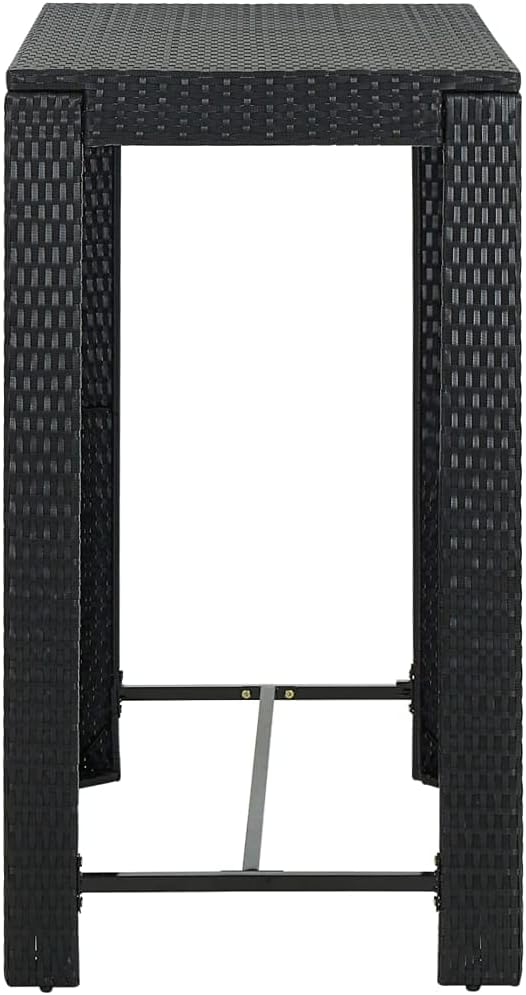Black PE Rattan Garden Bar Set - Table, Outdoor Furniture Set with Chairs, Patio, Balcony Furniture for Conversation, Outdoor - Powder-Coated Steel Standard