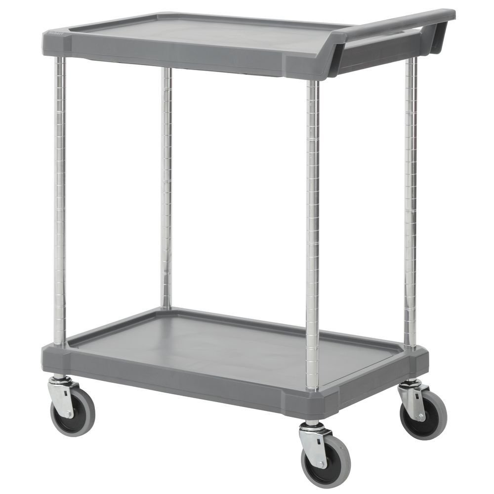Utility Cart with 2-Shelves Charcoal Grey Plastic - 29 1/4 L x 17" W x 35 1/4 H by HUBERT – Plastic, Gray, Model HUB16UC2-18