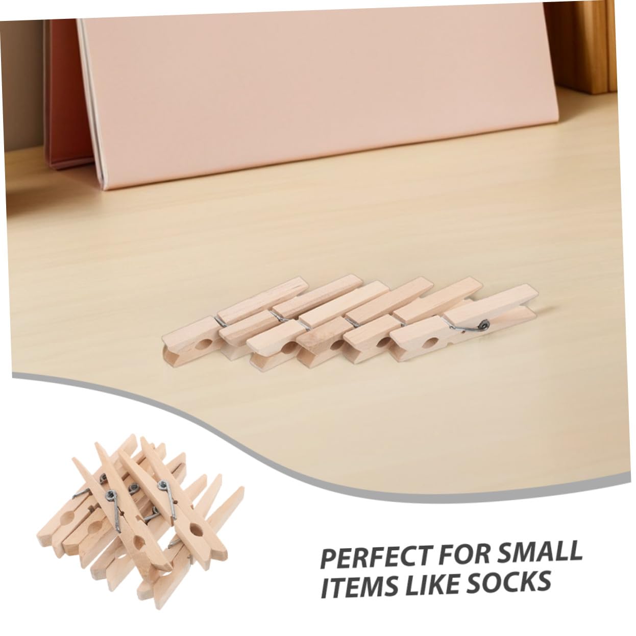 Gatuida 70 Piezas Pinzas de Madera Antideslizantes Unidades Clips Pequeños Multiuso para Fotos Manualidades y Lavandería Diseño Resistente al Viento para Secado Seguro Color Natural