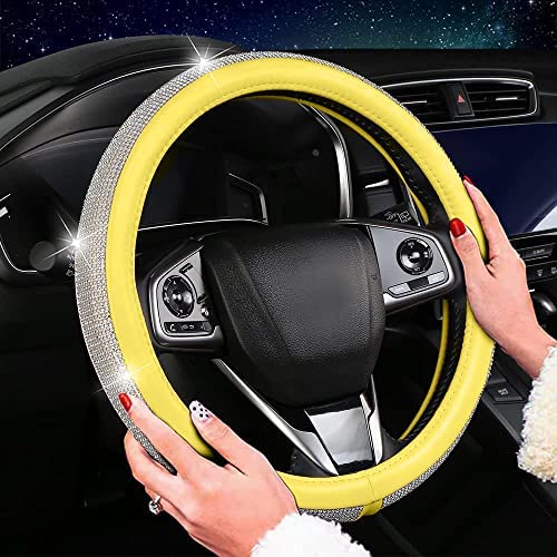 NC Bling - Funda Para Volante De Automóvil Con Diamantes De Imitación Para Mujer, Protector De Volante De Automóvil SUV (apto De 14 A 15 Pulgadas