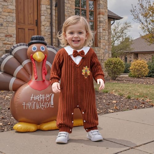 My First Halloween Baby Boy Outfit Newborn Pumpkin Romper Long Sleeve Lapel Jumpsuit Infant Fall Winter Clothes3