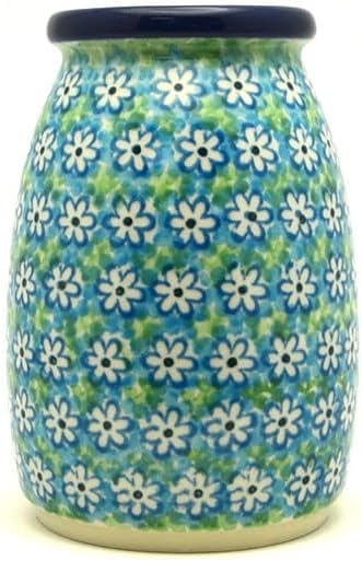 Polish Pottery Milk Bottle Vase - Key Lime