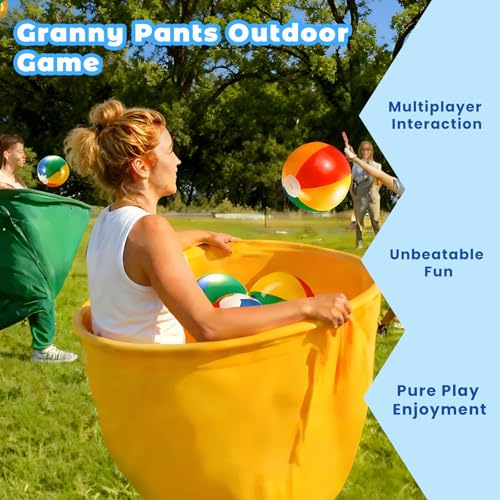 Image of Granny Pants Yard Game Set for Kids & Adults, Funny Giant Outdoor Party Game with Oversized Pants & Balls, Backyard Lawn Family Game for Birthdays, Reunions & Team Activities