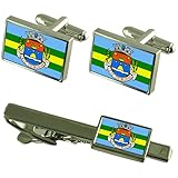 Krawattenklammer ca. 55 mm Laje muriae Stadt Rio de Janeiro State Flag Manschettenknöpfe Krawattenklammer Box Geschenk Set tun