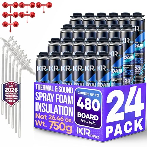 Image of ixirpro Spray Foam Insulation Can (24 x 25.4 oz. / 720 g) Expanding Sealant, Closed Cell Spray Foam Insulation, High Density, Walls Ceiling Windows Doors