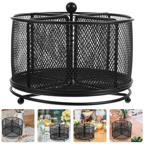 Soporte para cubiertos de metal negro con rotación fluida y acabado Premium 5
