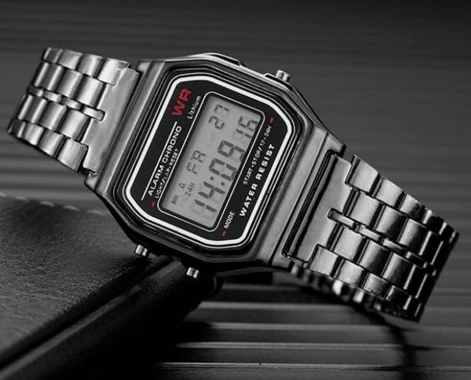 Image of AROA Premium Brand Vintage Series Digital Sports Square 4 Colours Dial LED Unisex Stainless Steel Strap Watch for Men's Watch for Women's Multicolor