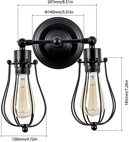 Verstelbare randwandlamp, antieke draadmetalen kooiwandtype industriële verlichting kandelaar binnenhuis-wandlamp retro… - Afbeelding 4