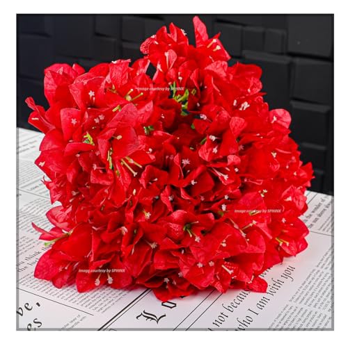 Image of SPHINX Artificial Bougainvillea 5 Heads Bunch Without Vase for Home Decor,Centerpieces, Christmas Decorations, Welcome Reception, Dinner Table decor Approx Height 50 cms- (1 Piece, Red)