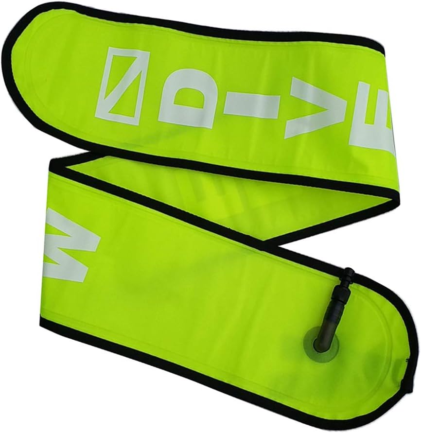 4Ft Scuba Diving Surface Marker Buoy SMB Underwater Buoy Float - High Visibility Reflective Tape, Oral Inflation Valve - for Diving, Spearfishing, and Snorkeling - Yellow