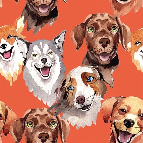 VEELIKE Papier Peint Enfant Chien Cool Orange Papier Peint Chambre Enfant 44,5 cm × 300 cm Papiers Peints Chiot Orange Rouleau Adhesif Decoratif Salle de Jeux...