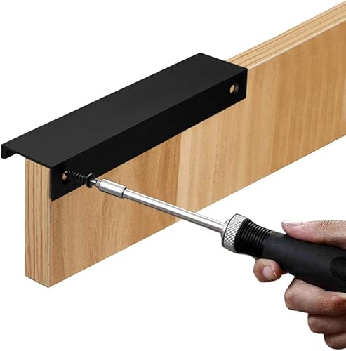 JNRFTY 5Pcs Mount Finger Edge Pull,Hidden Drawer Pulls,Aluminum Hidden Handle Concealed Tab Pulls for Home Kitchen Door Drawer Cabinet (Black,800mm Total Length) - 5
