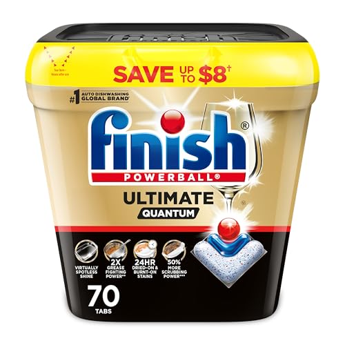 Image of Finish Ultimate Quantum Dishwasher Pods, New & Improved Formula, Dishwasher Detergent Dish Soap, Removes Burnt-On & Dried-On Stain, Degreasing & Scrubbing Power, 70 Count