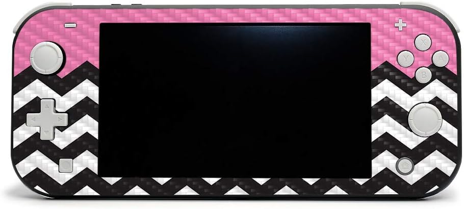 MightySkins Carbon Fiber Skin for Nintendo Switch Lite - Pink Chevron | Protective, Durable Textured Carbon Fiber Finish | Easy to Apply, Remove, and Change Styles | Made in The USA