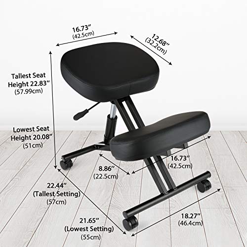 BATHWA Silla de Rodillas, Hierro, Negro, Perilla de Tornillo