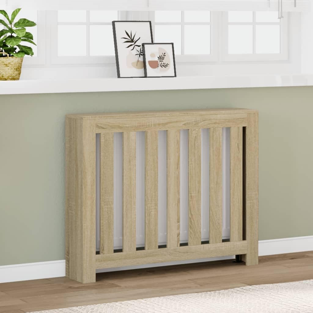 IKAYAA Cubre Radiadores 104x20x82 cm Cubierta de Radiador Madera con Estante Superior para Salón Dormitorio Oficina Roble Sonoma