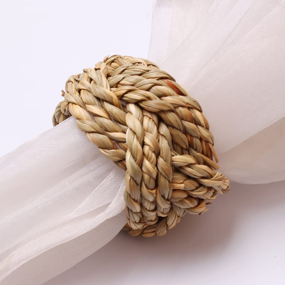 6 Stücke Handgemachte Serviettenringe, Gewebte Serviettenringe, Natürliche Serviettenringe, Kreative Serviettenringe, Serviette Schnalle, für Tischdekoration, Hochzeit Party, Alltag