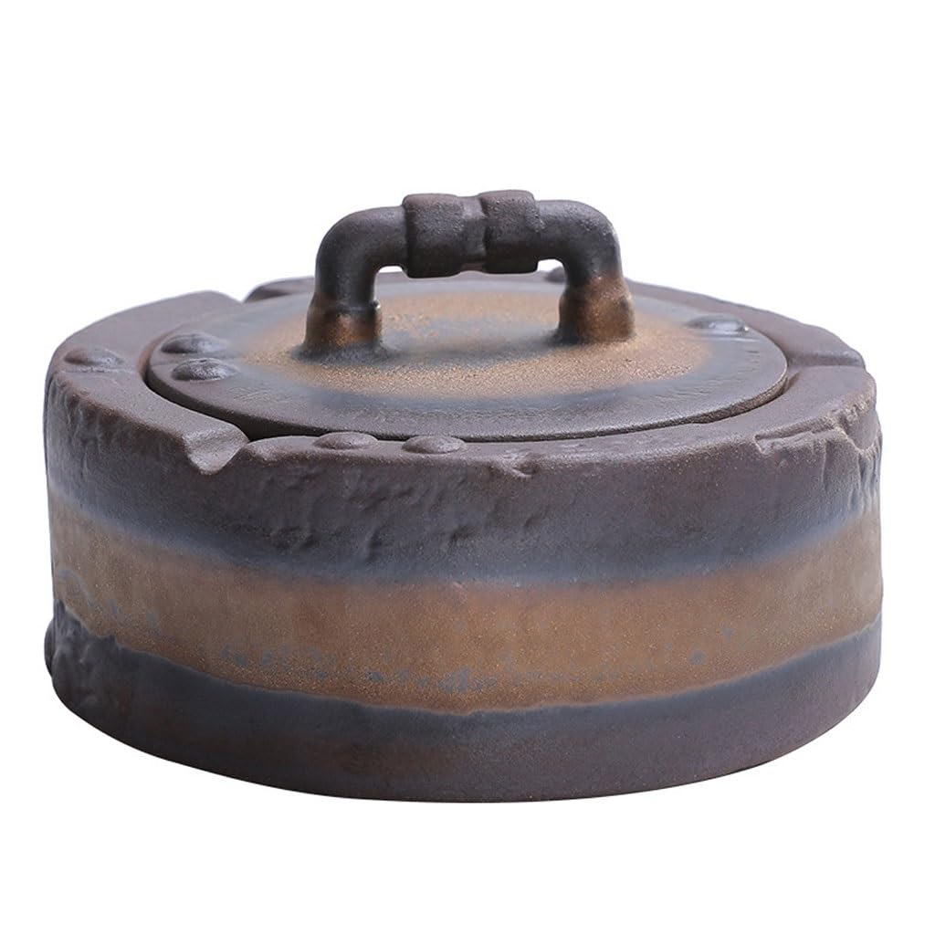 Car Ashtray 14.5 * 8.5cm Creative Ashtray Office Living Room Home Retro Ceramic With Lid