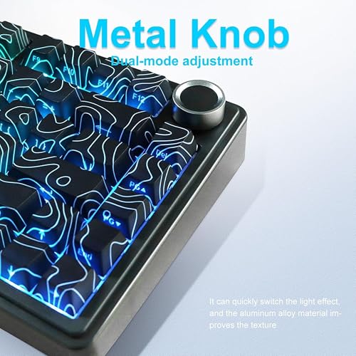 Image of AULA F75 75% Side Engraved Tri Mode TKL 80 Keys Wireless Mechanical Gaming Keyboard With Knob | 4000mAh Battery, South-Facing RGB Backlit Pre-Lubed Hot Swappable | Black Contour - Star Vector Switches