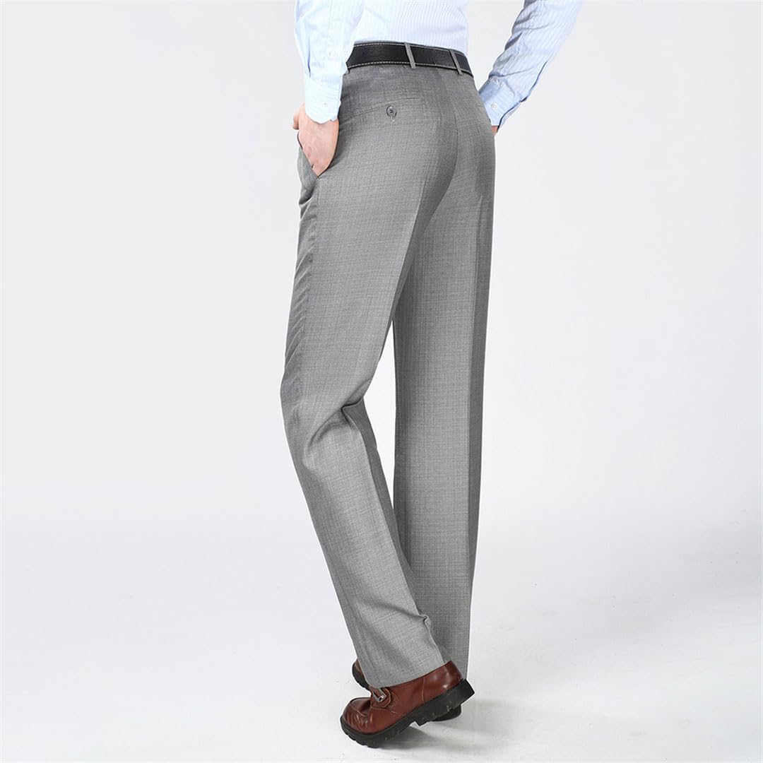 Vogrtcc Pantaloni Larghi da Uomo con Pieghe Doppie, Pantaloni Eleganti Neri
