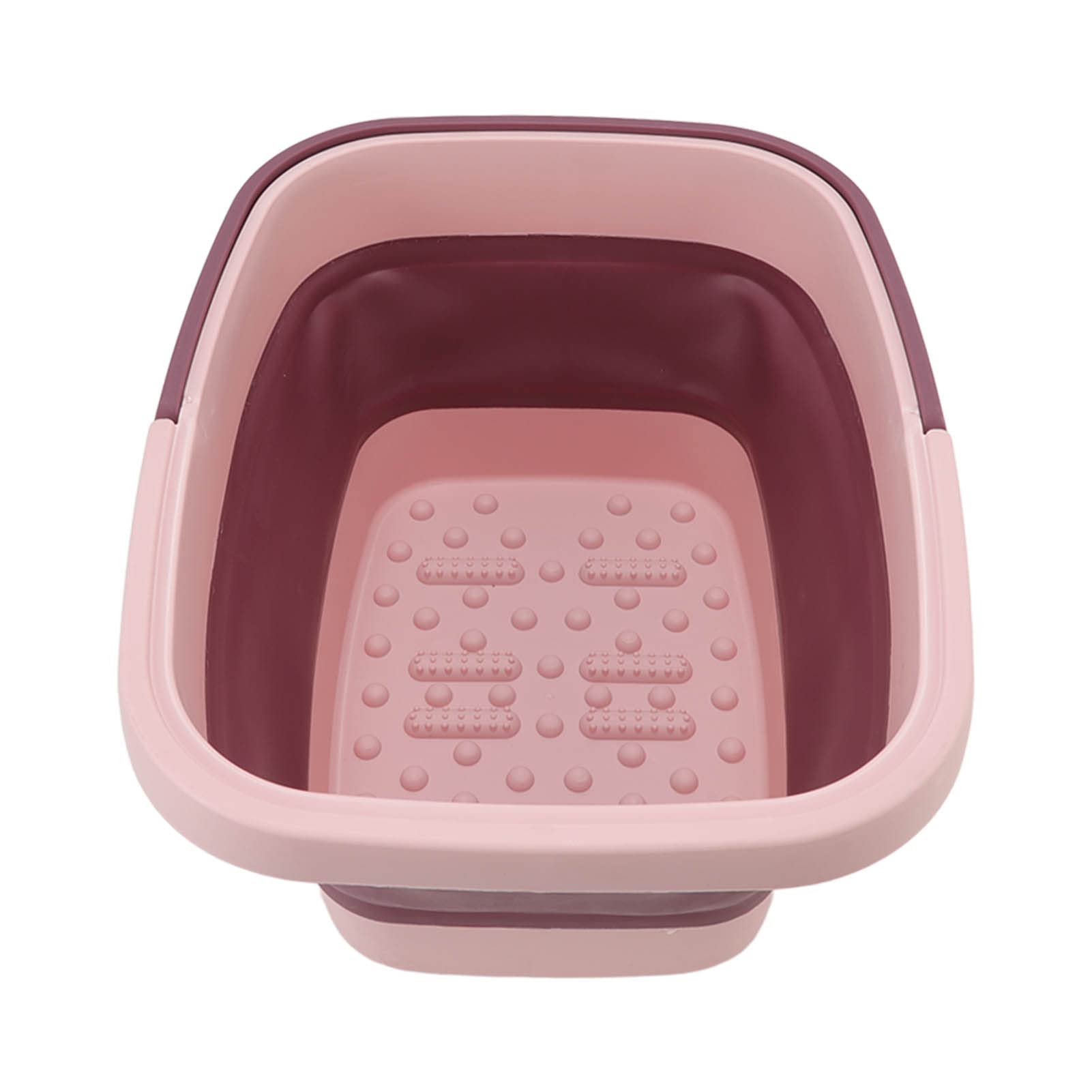 Cubo de masaje plegable de silicona para el hogar y los viajes, cuenca de spa portátil para la relajación (rosa)