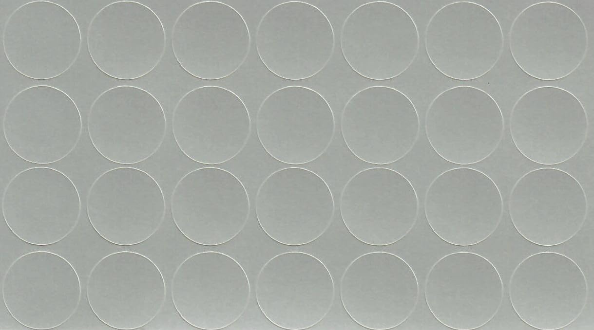 Aluminium 20mm Self-Adhesive Furniture Screw Hole Cover Caps 28 Pcs, Acrylic, Durable, Thin, Perfect for Shelves, Camlock, Confirmates, Egger Compatible