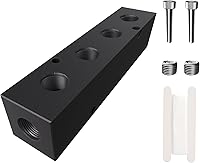 Vista 10 de 1/4" colector de compresor de aire en línea NPT, divisor de manguera de línea 3 vías 5 puertos Colector neumático bloque de distribución de aire